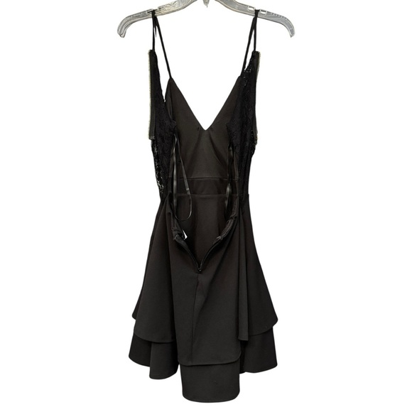 B Darlin Black Lace Back Tiered Mini Dress 1/2 - Picture 3 of 6